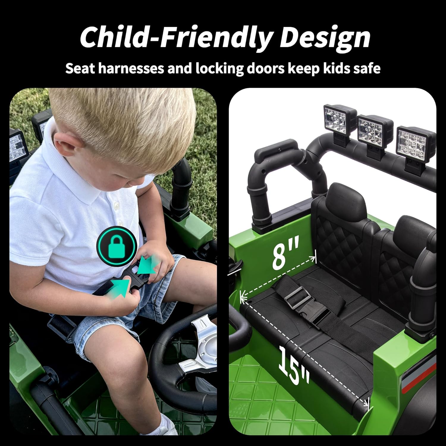 4WD Kids Ride on Car Truck, 12V 7Ah Kids Electric Vehicles Car Ride on Toy w/Remote Control - Army Green