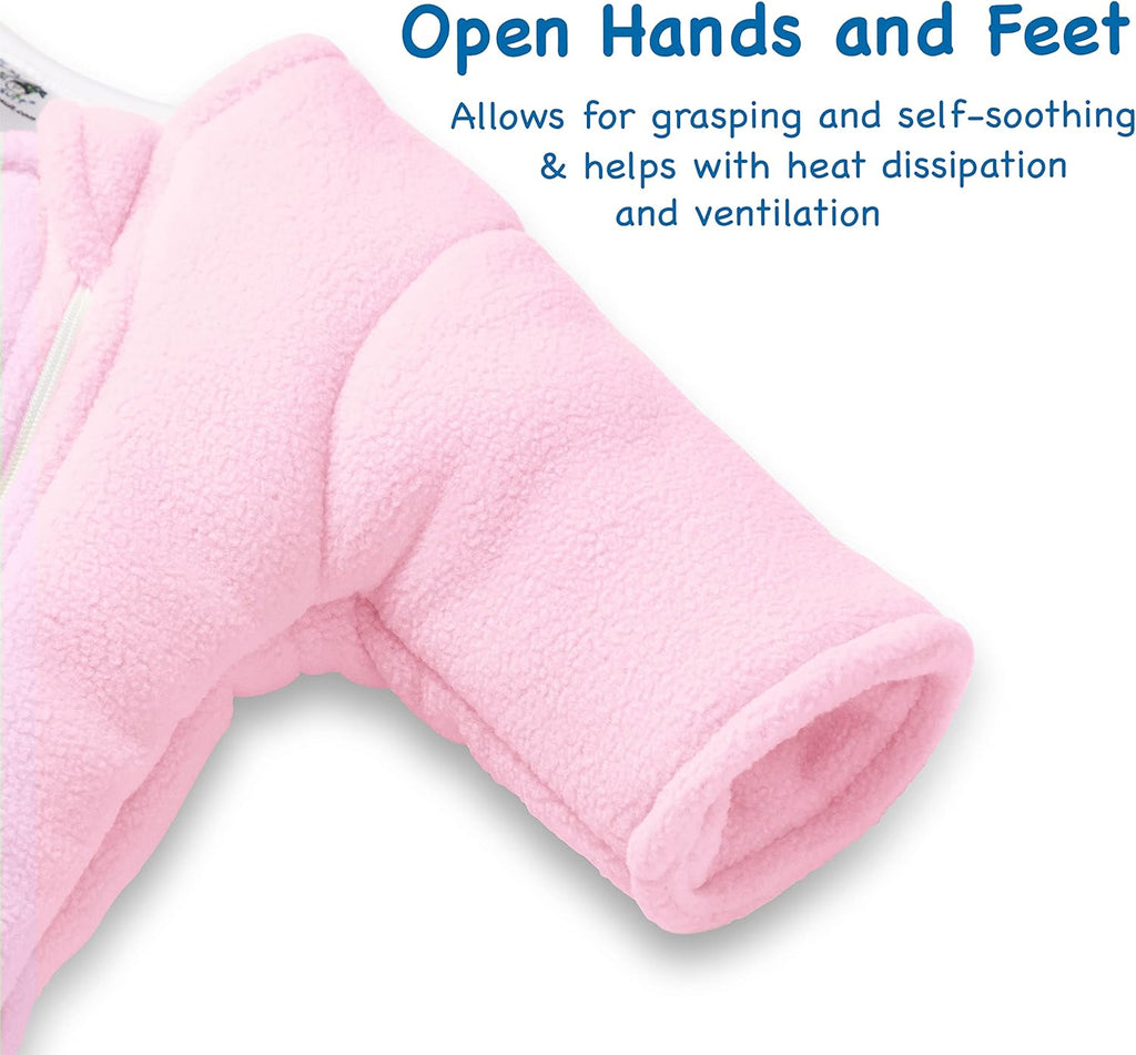 Magic Sleepsuit Baby Merlin's Microfleece Baby Swaddle Transition Product - Soft and Cozy Design, Double Zipper for Easy Diaper Changes, Promotes Safe Sleep 3-6 Months - Pink - Small 12-18lbs
