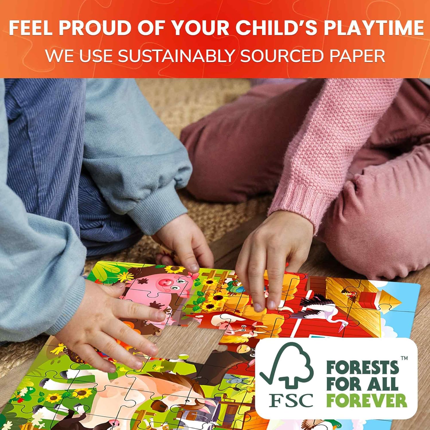 QUOKKA Puzzles for Kids Ages 4-6 – 4 x 48 Pieces Jigsaw Puzzles for Toddlers 2-4 – Children's Game Ages 3-5 for Learning Farm Animals – Educational Preschool Toy for Boys and Girls 4-8 Years Old