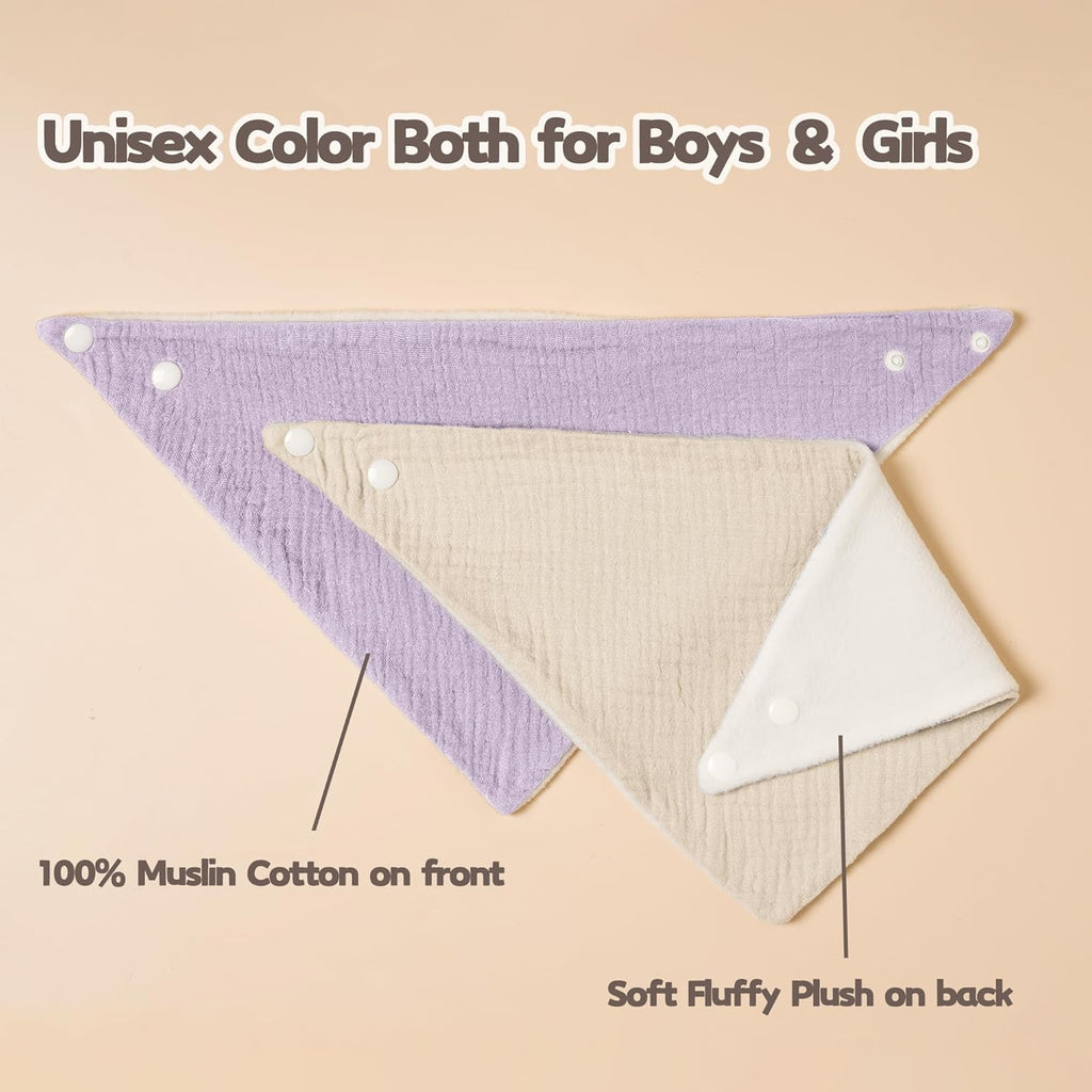 Susurration Muslin Baby Bibs 10Pack Baby Bandana Drool Bibs Soft Adjustable Newborn Bibs for Unisex Baby Girls & Boys (Pinkpurple)
