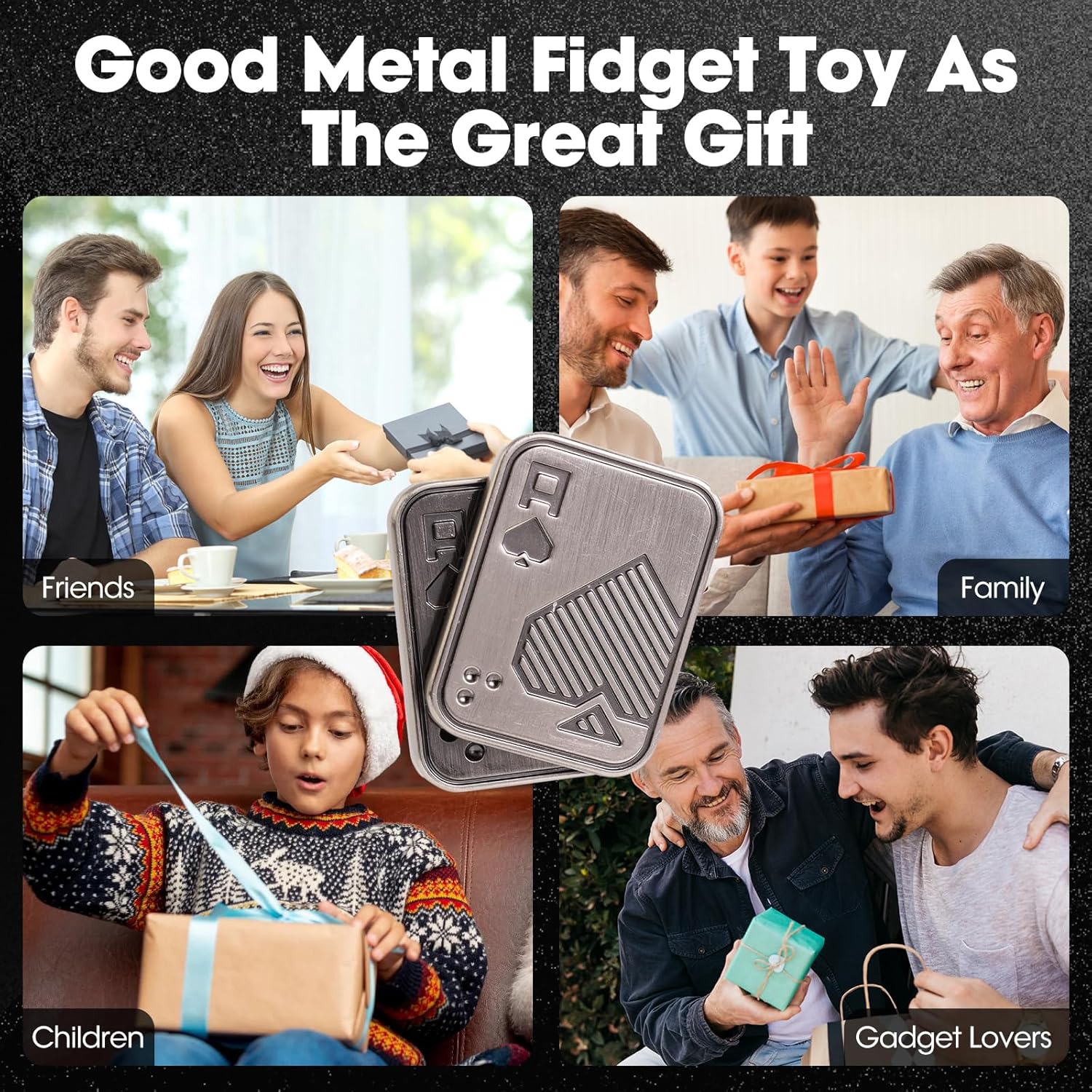 Fidget Slider 3 Pack, Magnetic Metal Freestyle Fidget Toys Haptic Coin Poker Card, EDC Fidget Toy for Adults,Relieve Stress Anxiety ADHD