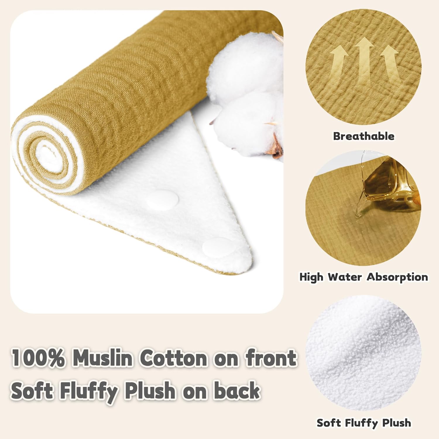 Susurration Muslin Baby Bibs 10Pack Baby Bandana Drool Bibs Soft Adjustable Newborn Bibs for Unisex Baby Girls & Boys (Basic)