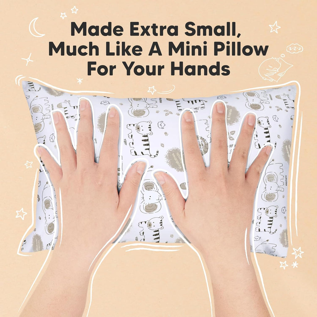Mini Toddler Pillow with Pillowcase - 9x13 My Little Dreamy Travel Kids Pillow for Sleeping, Toddler Bed, Small, Tiny, Organic Cotton Pillowcase, Soft & Breathable, Kids 2-4 Years Old (KeaSafari)