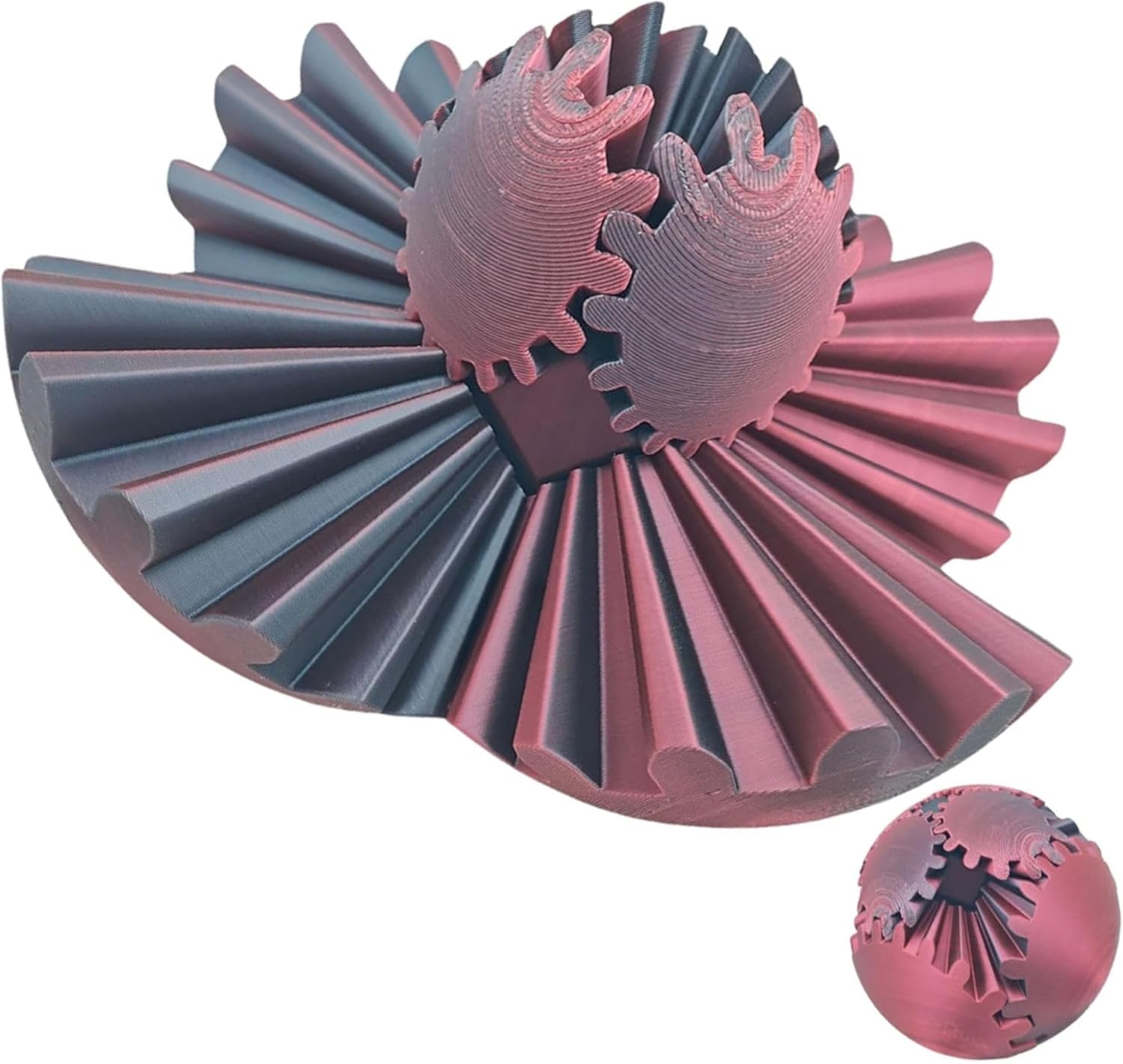 Gear Ball for ADHD 3D Printed Gear Ball Spin Ball Fidget Toy - Gearsphere Gear Ball for Stress and Anxiety Relaxing Fidget Ball - Ideal for Sensory Needs and Autism (Laser Black Red)