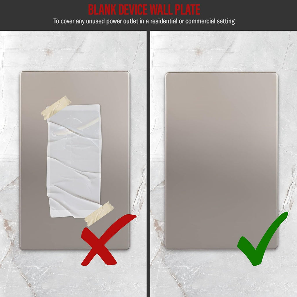 ENERLITES Screwless Blank Wall Plate, Child Safe Blank Device Outlet Cover, Standard Size, 1-Gang 4.68" x 2.93", Polycarbonate Thermoplastic, UL Listed, SI8801-NK, Nickel