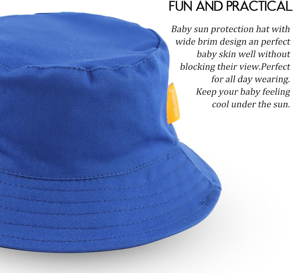 JANGANNSA Cotton Baby Sun Hat Infant Toddler Boys Girls Bucket Hats Summer Sun Protection Kids Beach Caps