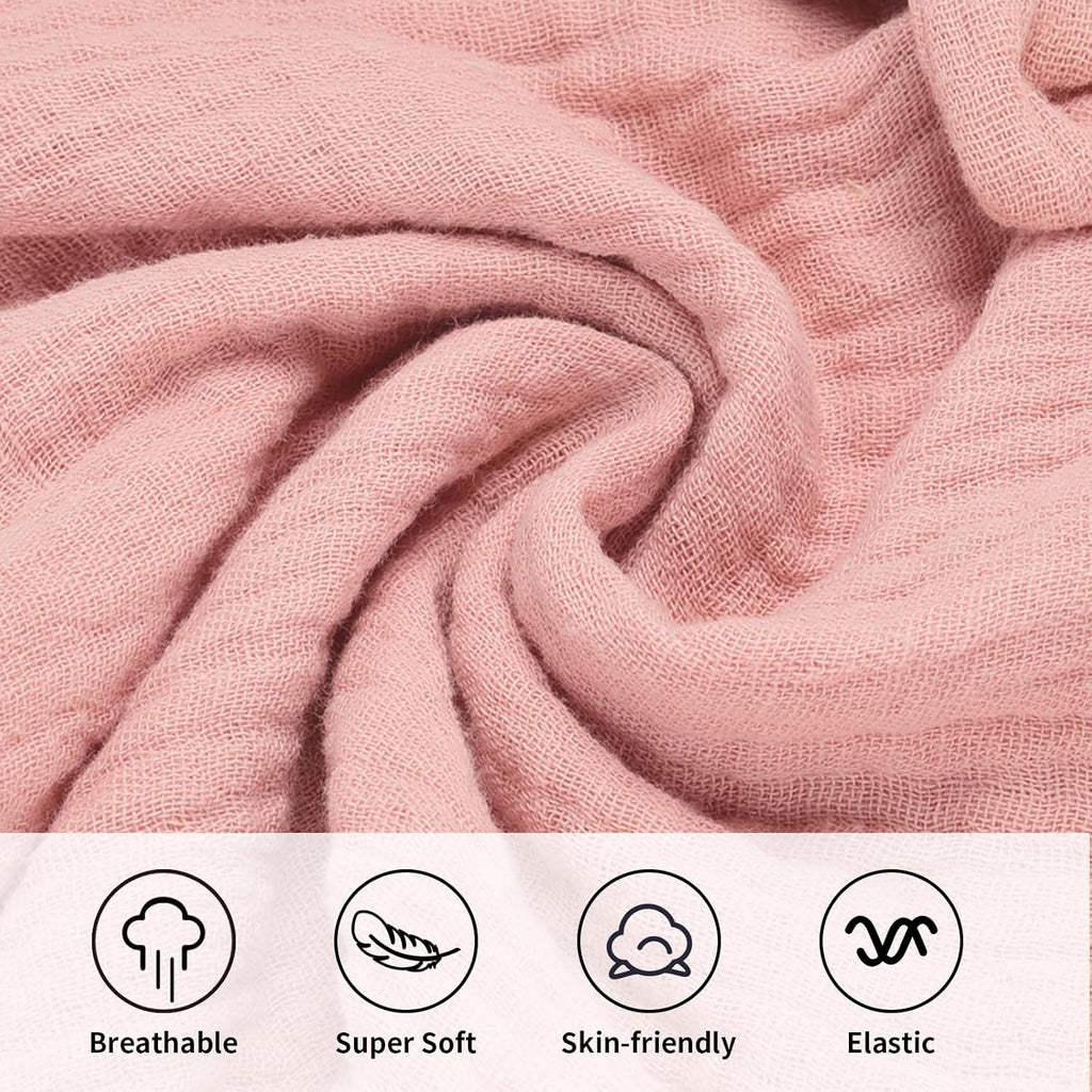 Easter Basket Stuffers, Organic Cotton Muslin Bunny Loveys for Babies Baby Security Blanket Baby Snuggle Toy Newborn Essentials Must Haves(Rabbit-Pink)