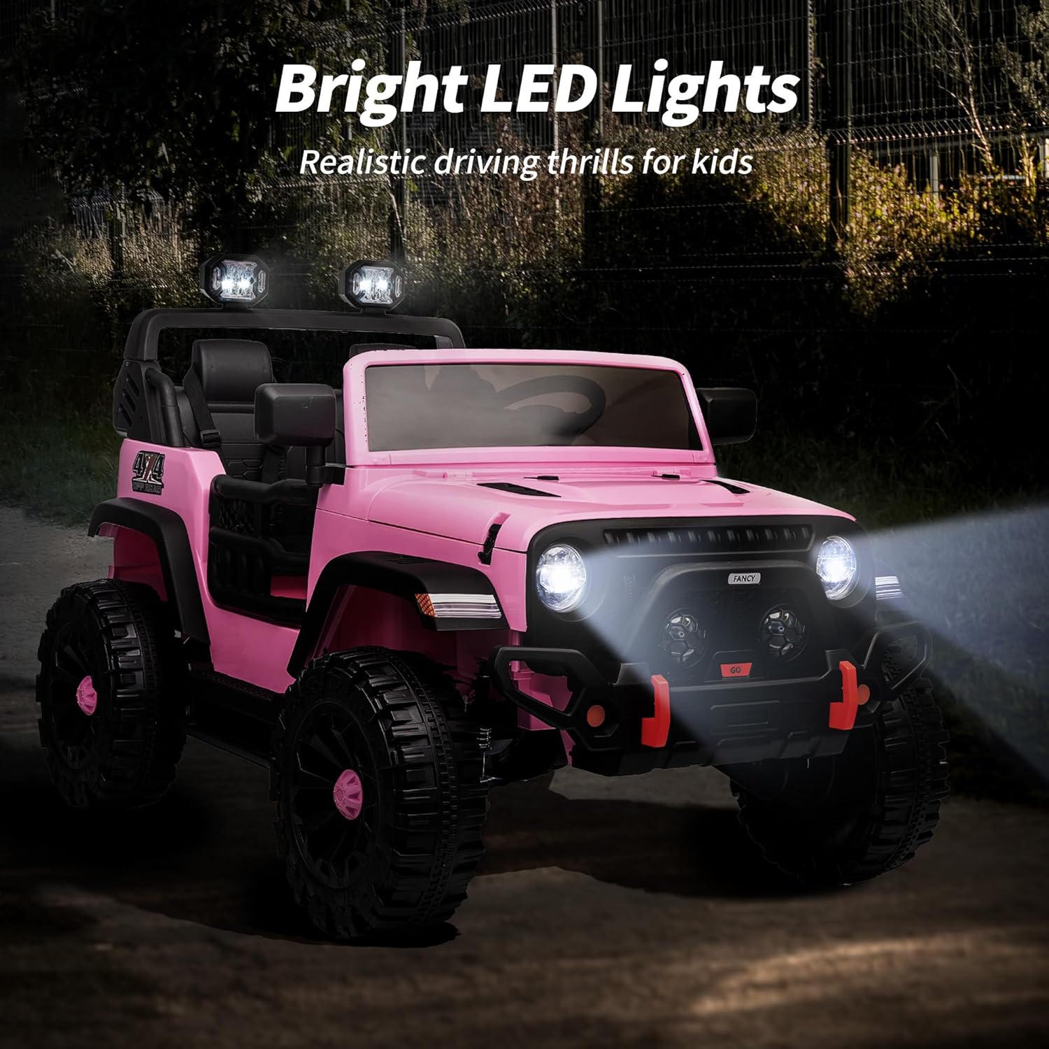 2 Seater Ride on Toy Car for Kids, 24V 4WD Ride-on Truck Kids Electric Car with Remote Control, 4x200W Motors - Light Pink