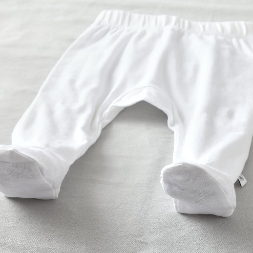 HonestBaby 3-pack Footed Pants Roomy Fit Pull on Bottoms 100% Organic Cotton for Infant Baby Boys, Girls, Unisex