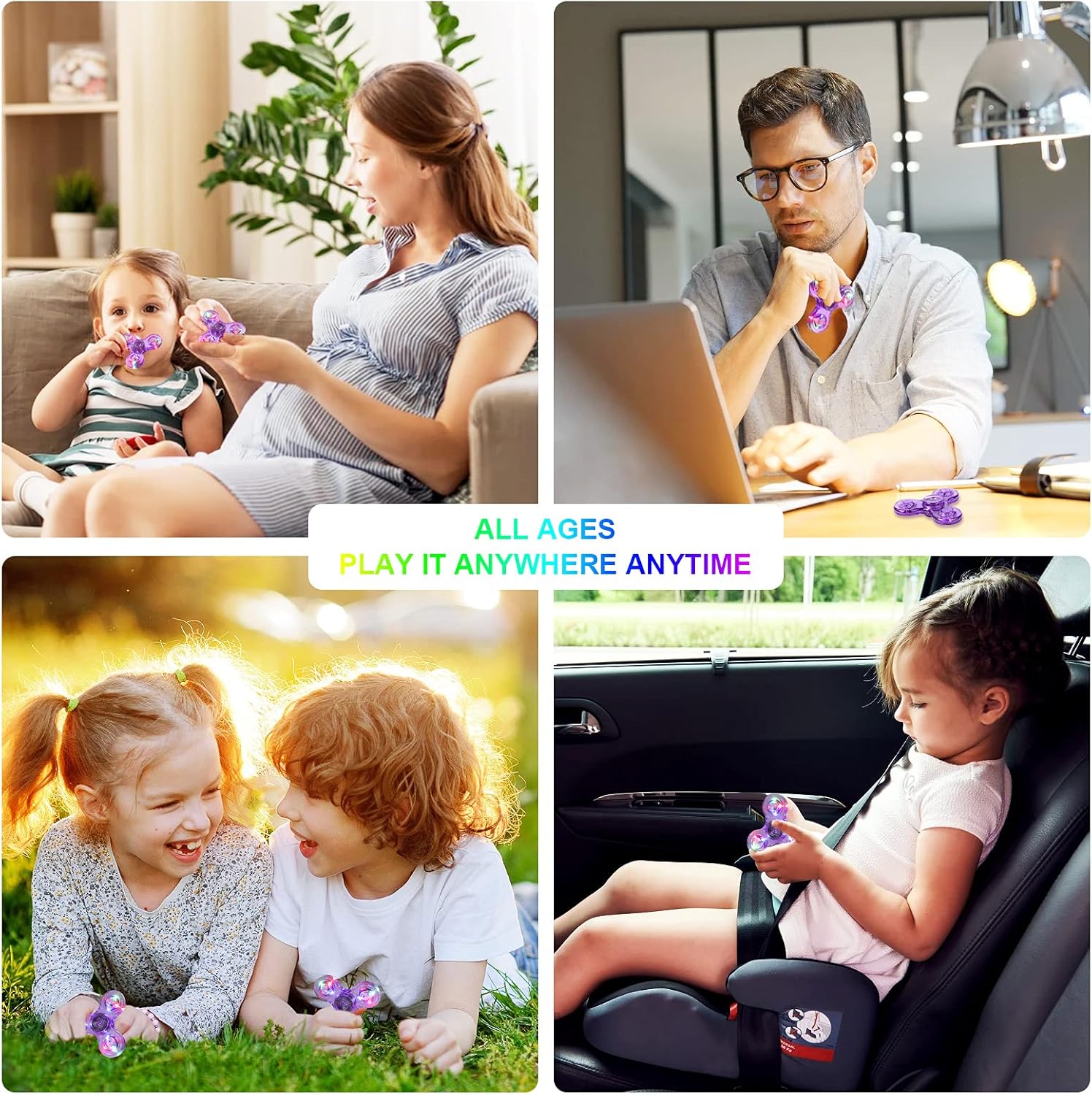 SCIONE LED Fidget Spinners, Light Up Sensory Fidget Toys for Kids, Glow in The Dark Toys for Kids 4-8-12, ADHD Anxiety Stress Relief Toys for Adults, Halloween Classroom Prizes Return Gifts for Kids