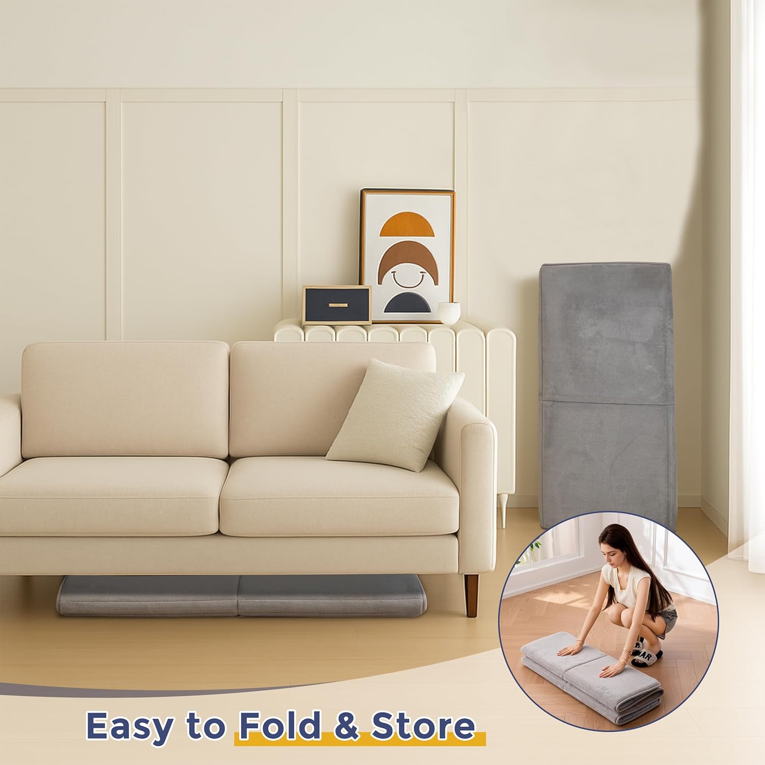 MAXYOYO 1.2" Thick Baby Play Mat for Floor, 36"x60" Foldable Playpen Mat, Tummy Time Foam Mats Ultra Soft Support, Padded Carpet with Non-Slip Backing for Infant,Kids and Toddler Crawling, Grey