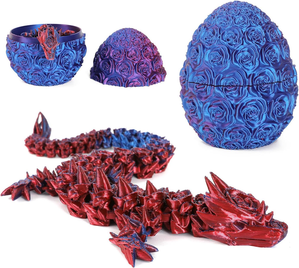 Easter Dragons 3D Printed Dragon Egg with Dragon Inside Crystal Dragon Fidget Toy for Adult Full Articulated Dragon for Home Office Decor