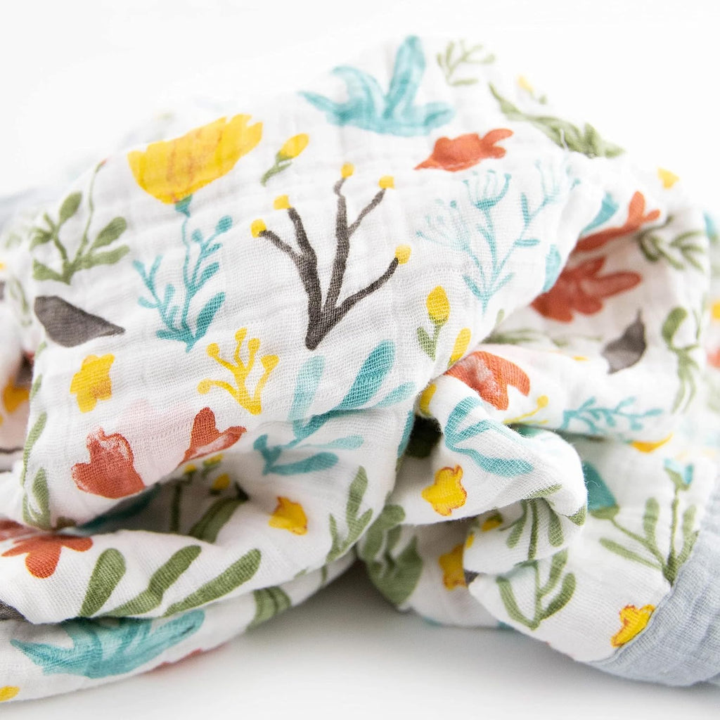 Little Unicorn Newborn Receiving Quilt | Ultra- Soft, Multi-Layered Muslin Fabric | Gift for Newborns & on-The-go (Meadow)