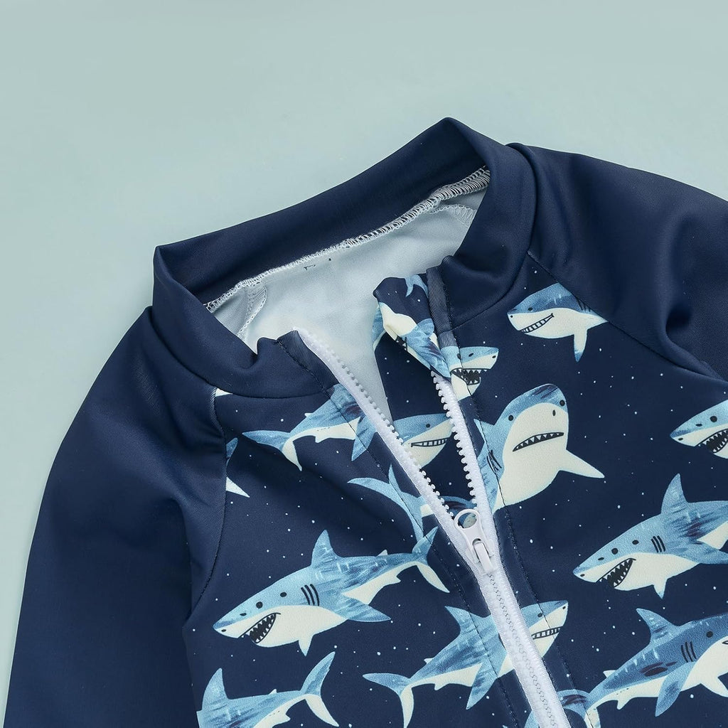 Hnyenmcko Baby/Toddler Boy Rash Guard Swimsuit Long Sleeve One Piece Zipper Swimwear Sunsuit Infant Bathing Suit Beachwear