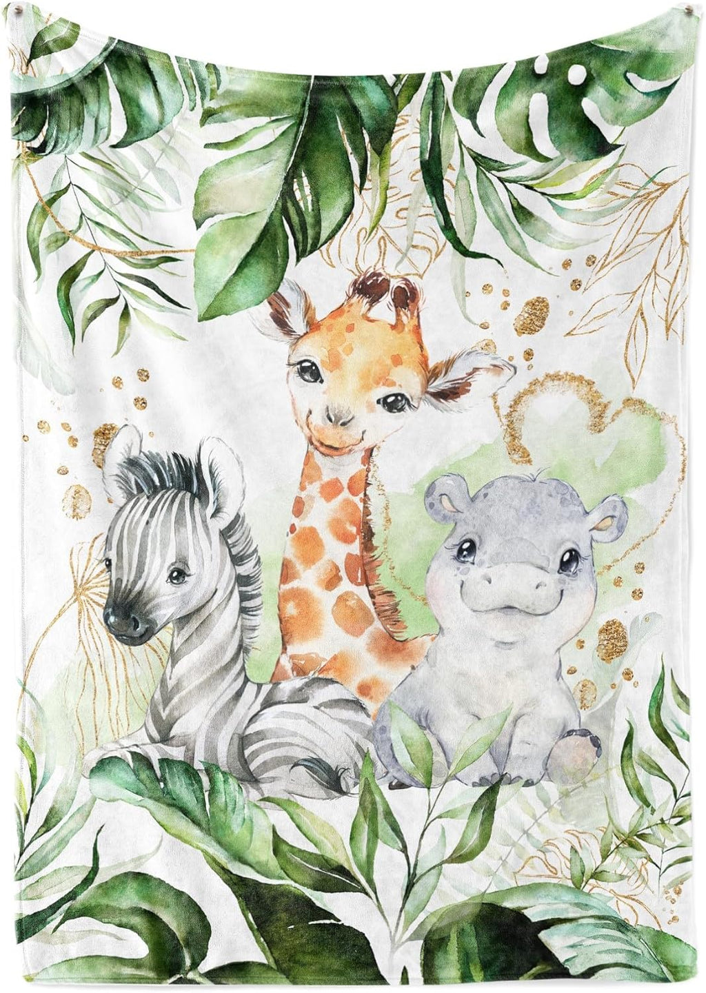 UNIQUE Safari Ultra Soft Fleece Baby Blanket 30x40in, Cute Zebra Hippo Giraffe Baby Blanket, Gender Neutral