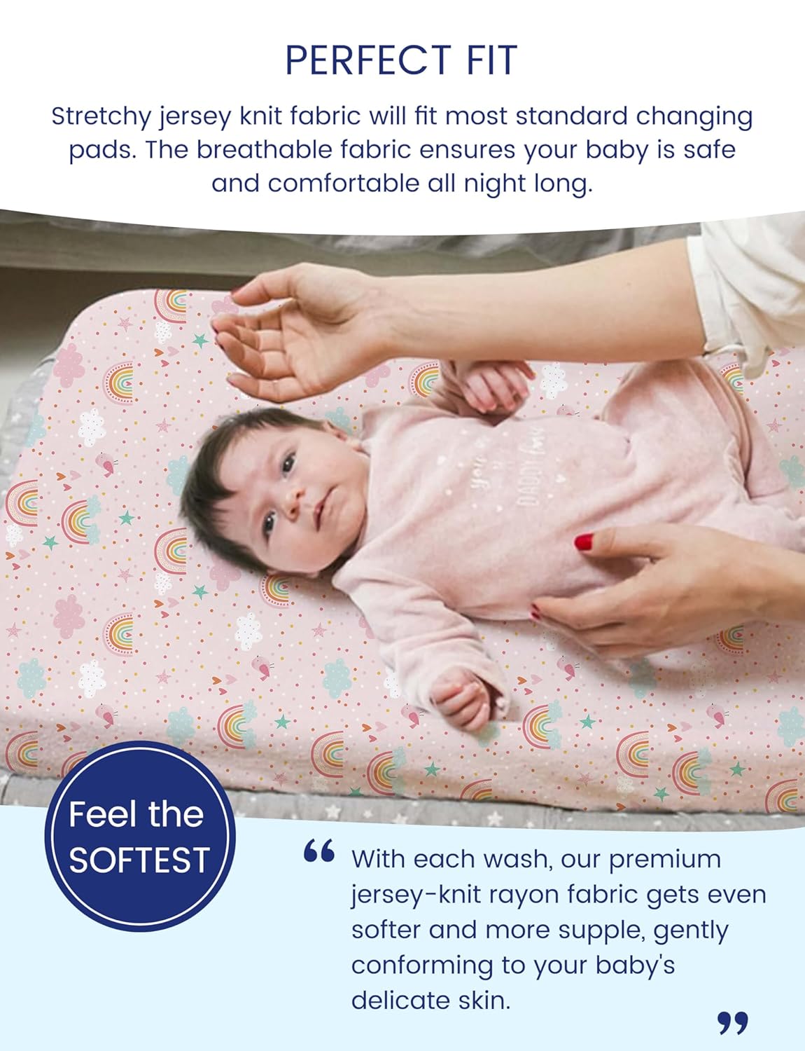 TotAha Changing Pad Cover, Buttery Soft Diaper Changing Pad Covers for Girls Boys, Super Stretchy Jersey Knit Changing Table Covers, 5'' Deep Pocket, 2 Pack