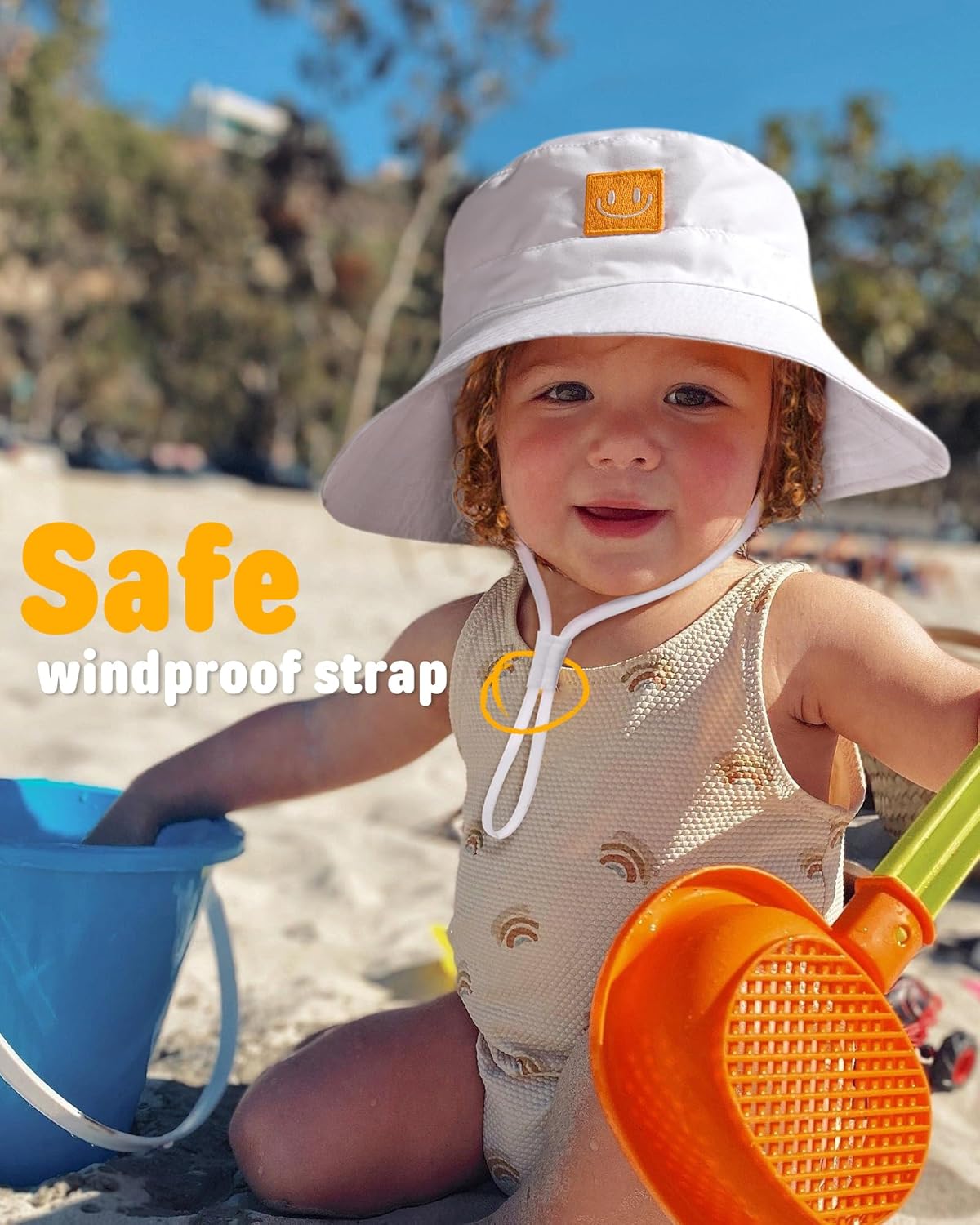 FURTALK Baby Sun Hat Smile Face Toddler Boys Girls Bucket Hat 0-5 Years Kids UPF 50+ Sun Protection Summer Hats