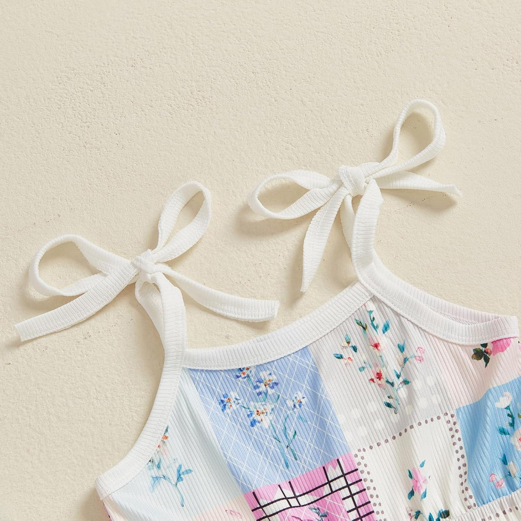 WZTYYDS Toddler Baby Girl Summer Clothes Floral Romper Tie-Up Strap Halter Jumpsuit Infant Summer Sling Playsuit 6M-3T