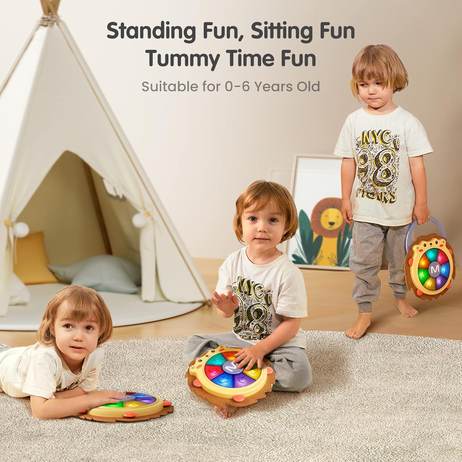 Tumama Musical Drum Toy, Light Up Electronic Music Sound Baby Toys, Toddler Instruments, Sleep Soother, Christmas & Birthday Gifts for Kids 2-3 Years