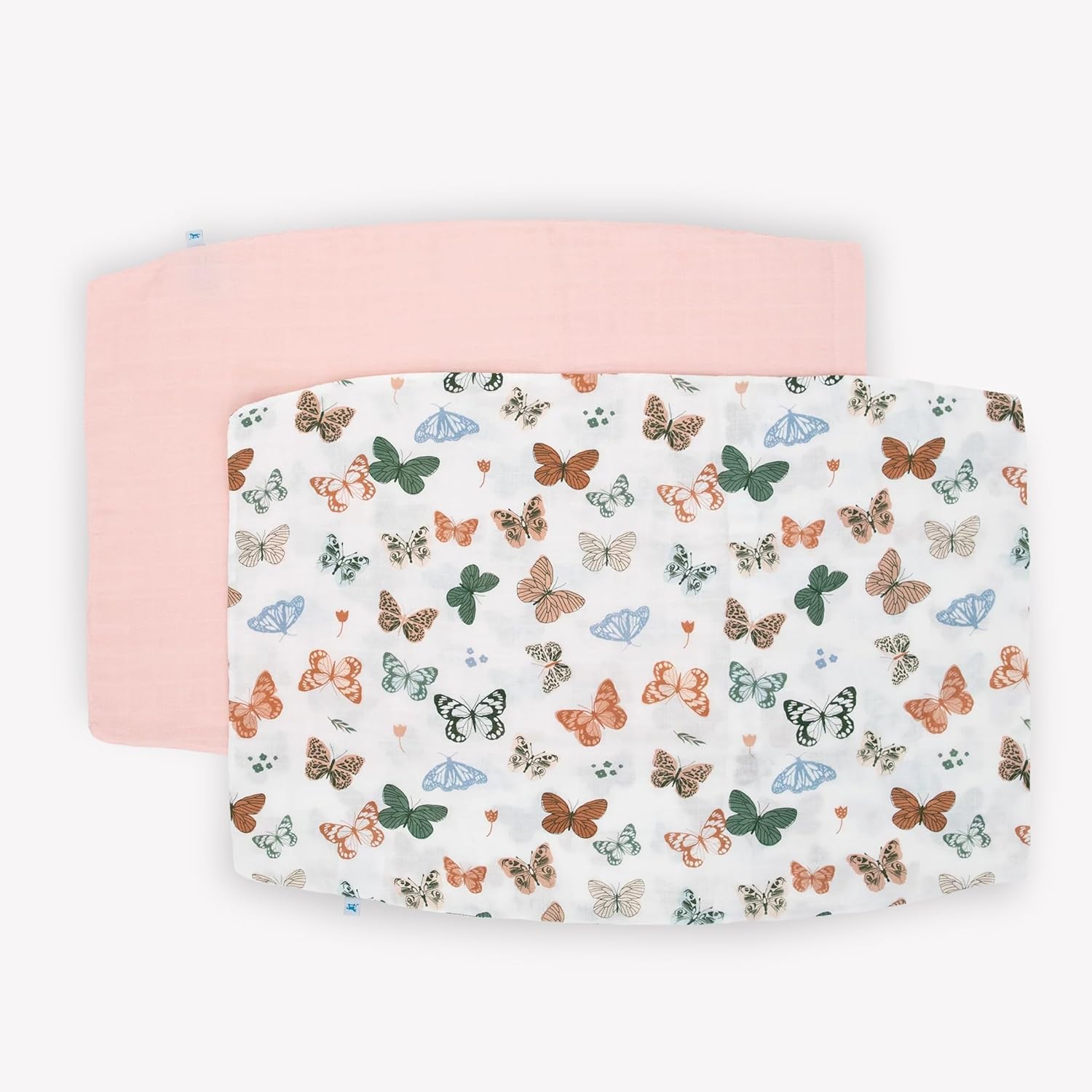 Little Unicorn Standard Pillowcase 2 Pack | Super Soft & Breathable Muslin Fabric | Snug Envelope Closure (Butterflies)