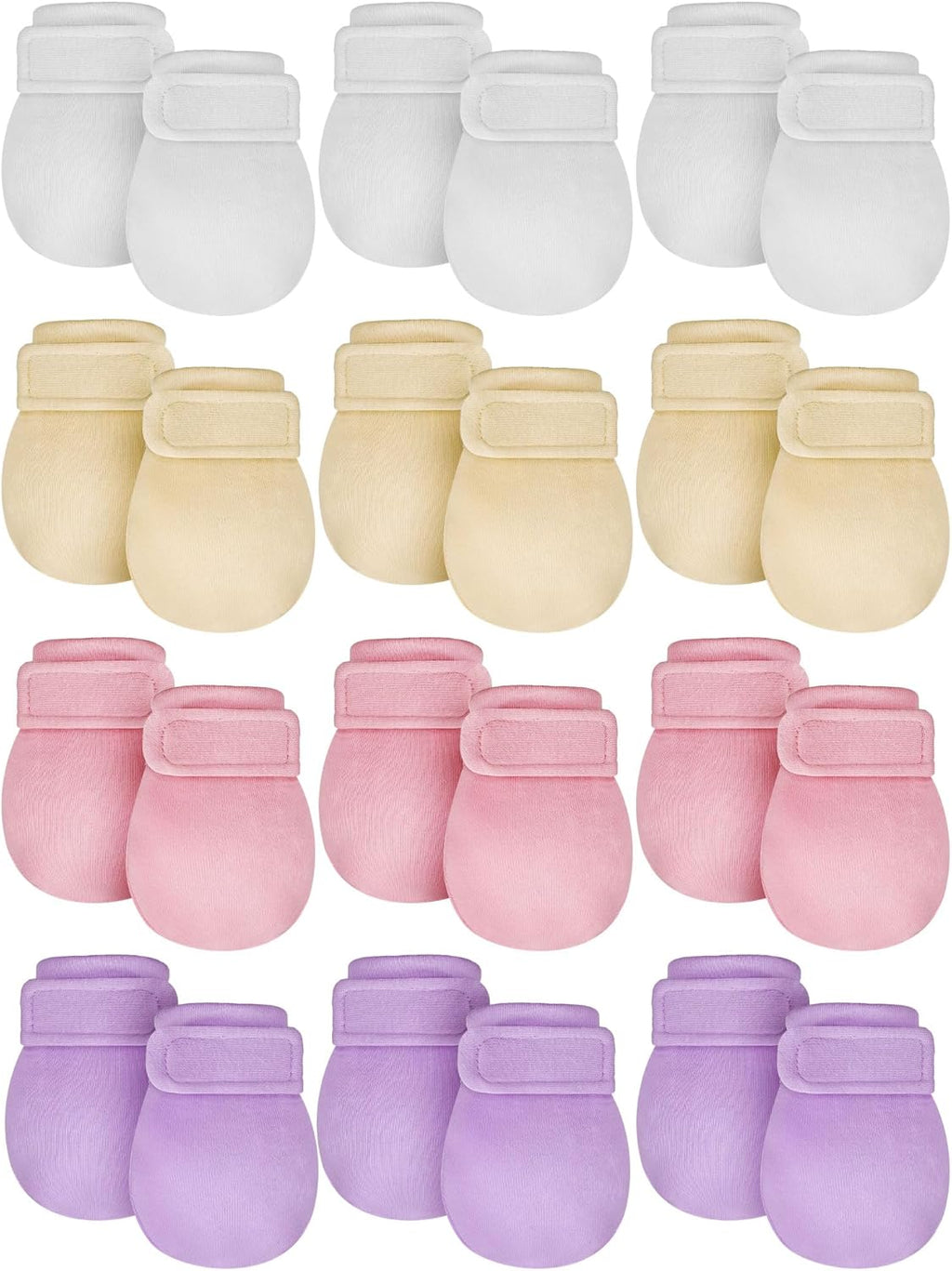 Newcotte 12 Pairs Adjustable Preemie Baby Mittens No Scratch Newborn Cotton Breathable Gloves Warm Mitts for Boys Kids