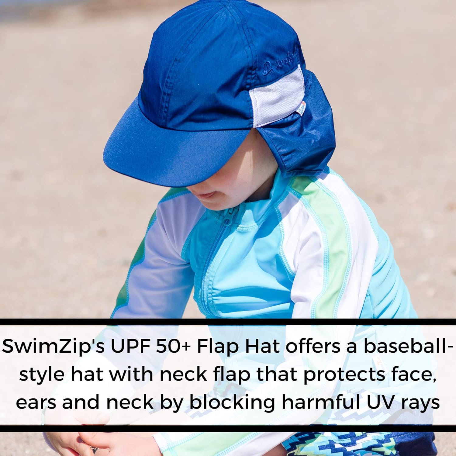 SwimZip Sun Hat with Neck Flap | UPF 50+ Protection for Baby, Toddler, and Kids