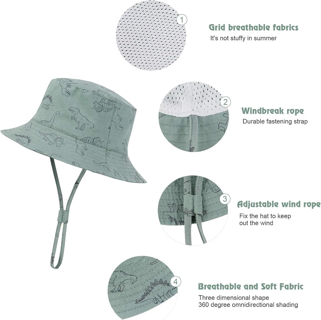 Durio Baby Bucket Sun Hat Toddler Hats Summer Beach Hat UPF 50+ Sun Protection Bucket Hats for Kids Baby Boy Girl Gifts 2Pack