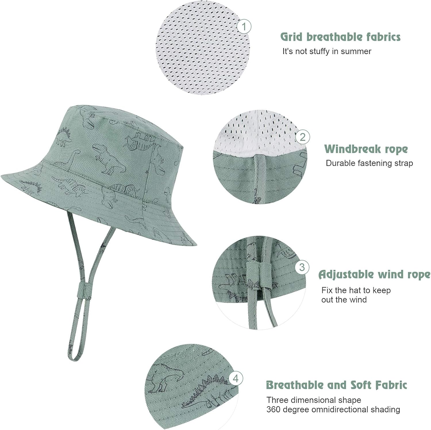 Durio Baby Bucket Sun Hat Toddler Hats Summer Beach Hat UPF 50+ Sun Protection Bucket Hats for Kids Baby Boy Girl Gifts 2Pack