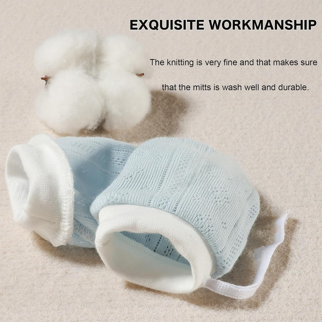 Newborn Mittens No Scratch 100% Cotton Mitts baby mittens 0-12months Drawstring 5Pack