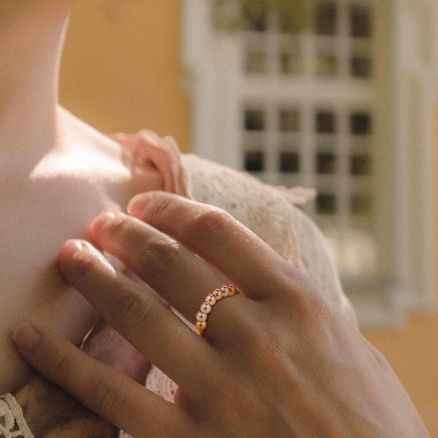 INFUSEU Funny Spinner Fidget Rings for Women Girls Anti Anxiety Stress Worry, Adjustable Size