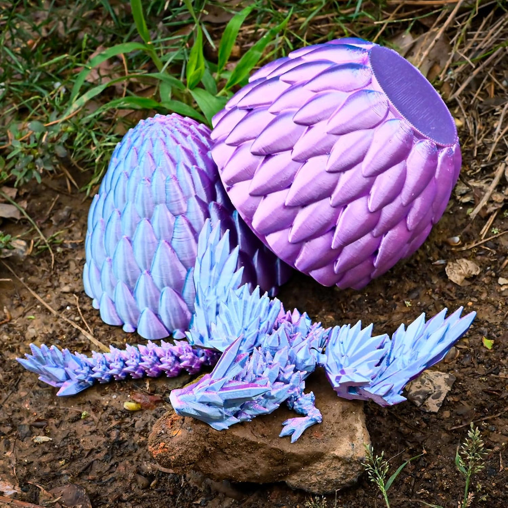 12inch Fly Dragon Egg, Year of The Dragon, 3D Printed Dragon, Executive Desk Toys, Articulated Dragon, Fidget Toys Gifts for Graduates Students Teachers Adults (Pink&Blue)