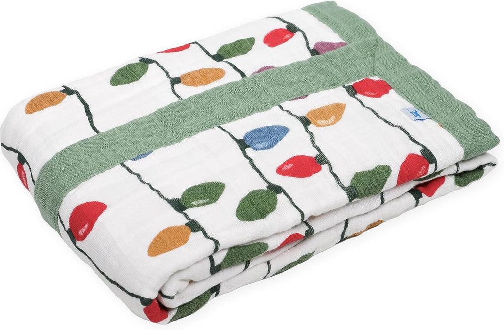 Little Unicorn Christmas Bulbs Cotton Muslin Quilt Receving Blanket | 100% Cotton | Super Soft | Babies and Toddlers | 30" x 40" | Machine Washable