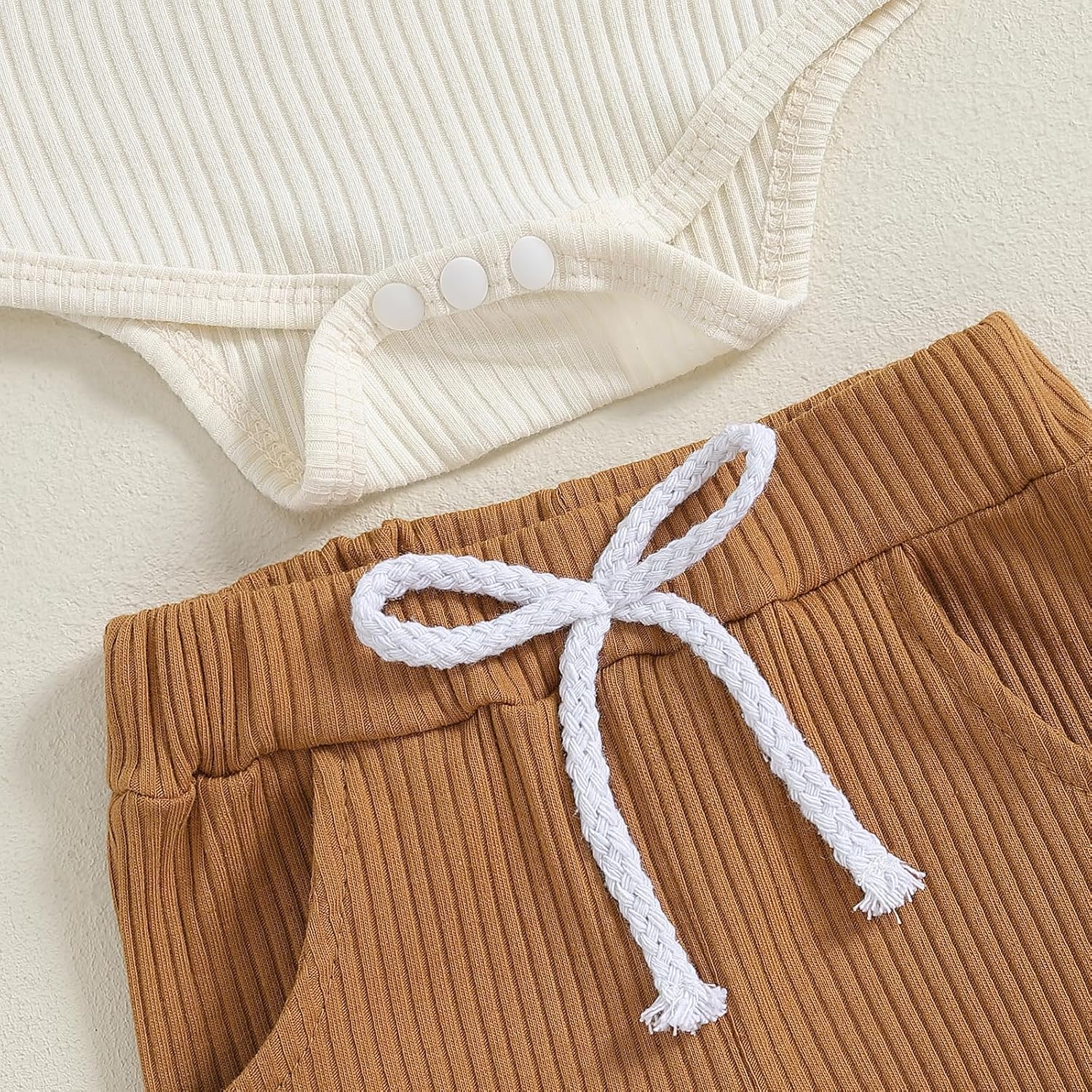 fhutpw Baby Boy Clothes 3 6 12 18 Months Ribbed Knitted Long Sleeve Romper and Pants Sets Newborn Fall Splicing Color Outfits