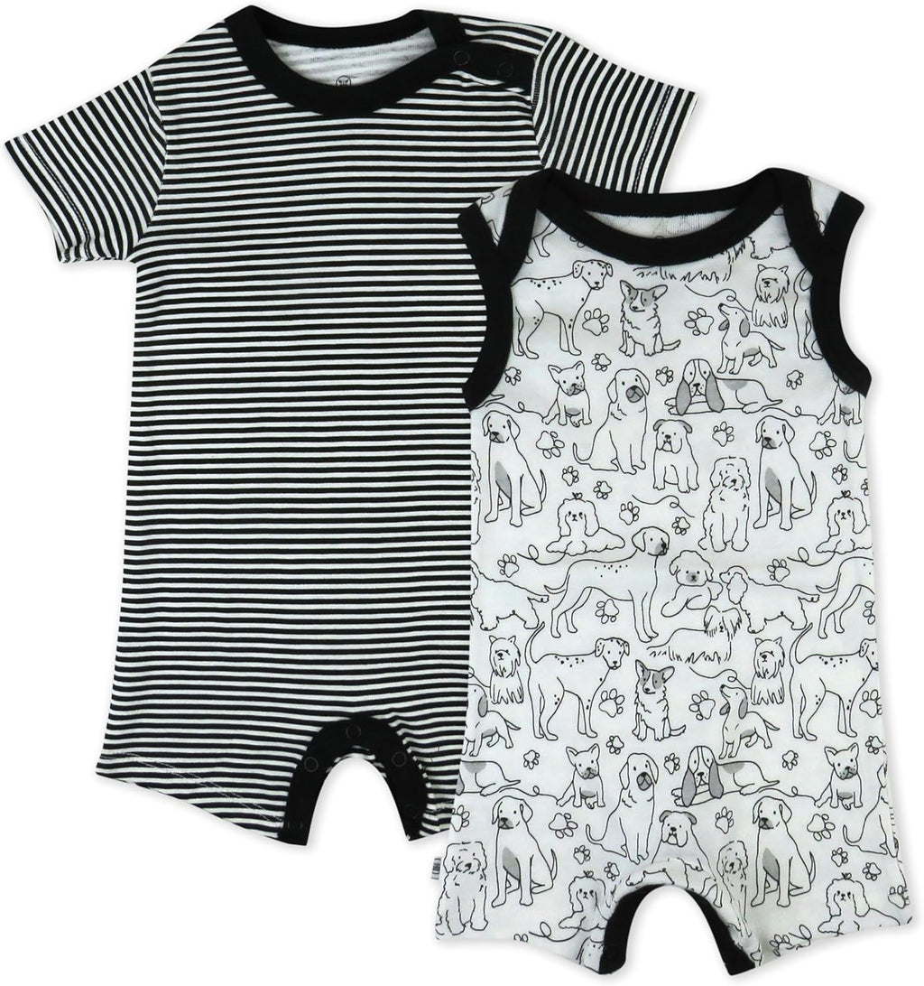 HonestBaby Short Sleeve and Tank Romper 100% Organic Cotton for Infant Baby and Toddler Boys