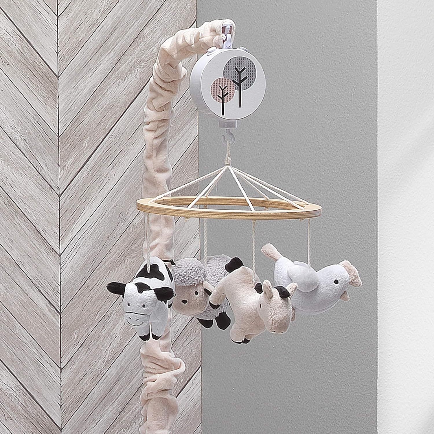 Lambs & Ivy Baby Farm Animals Musical Baby Crib Mobile Soother Toy