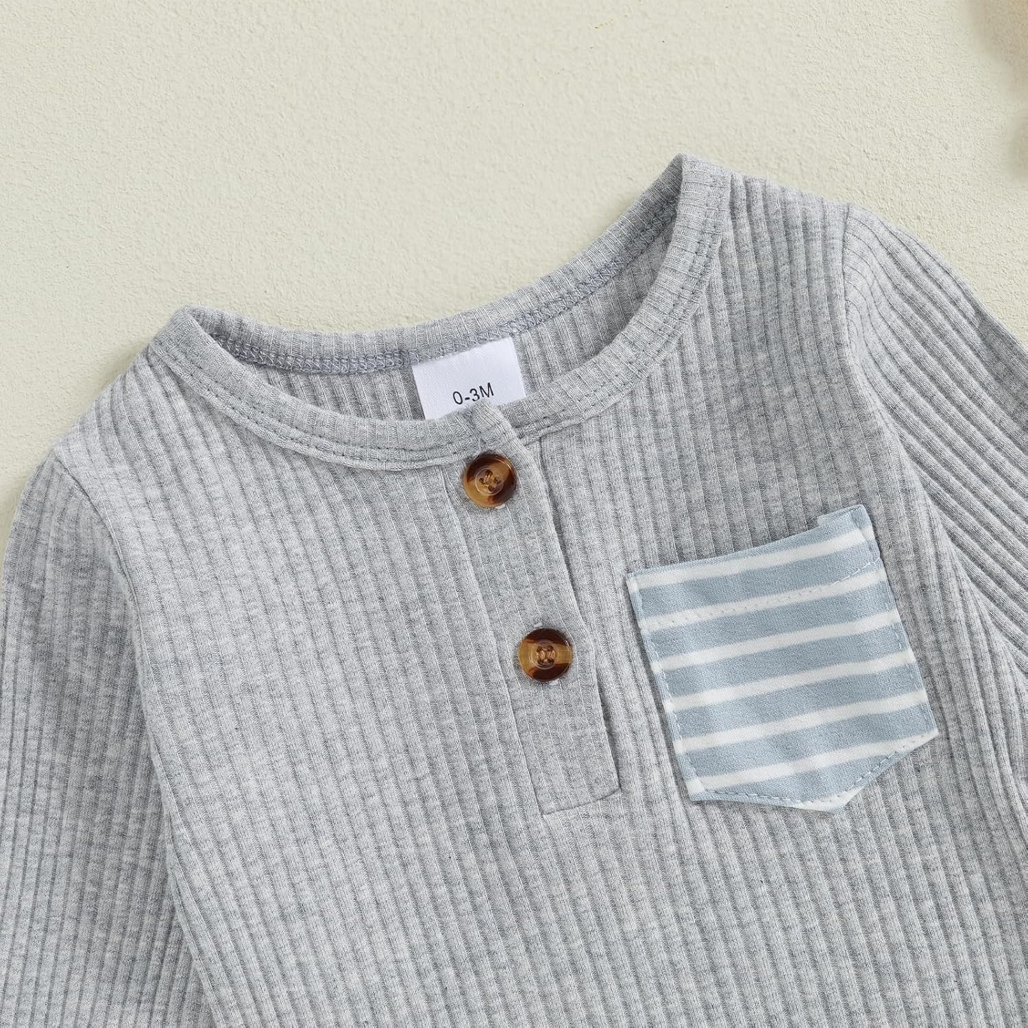 fhutpw Baby Boy Clothes 3 6 12 18 Months Ribbed Knitted Long Sleeve Romper and Pants Sets Newborn Fall Splicing Color Outfits