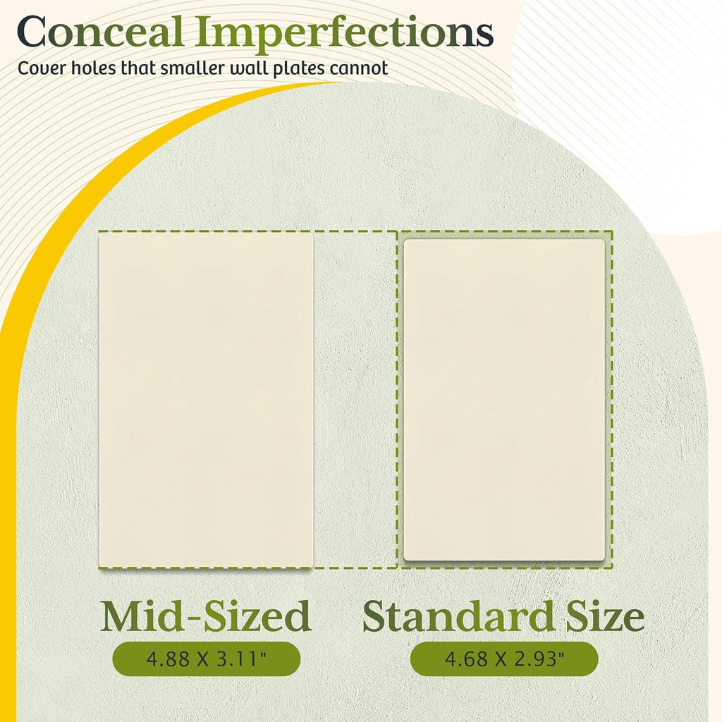 TG Mid-Size Screwless Blank Wall Plate, Child Safe Blank Device Outlet Cover, Medium Size 1-Gang 4.88" H x 3.11" L, Polycarbonate Thermoplastic, UL Listed, SP-MB1-LA5P, Light Almond (5 Pack)