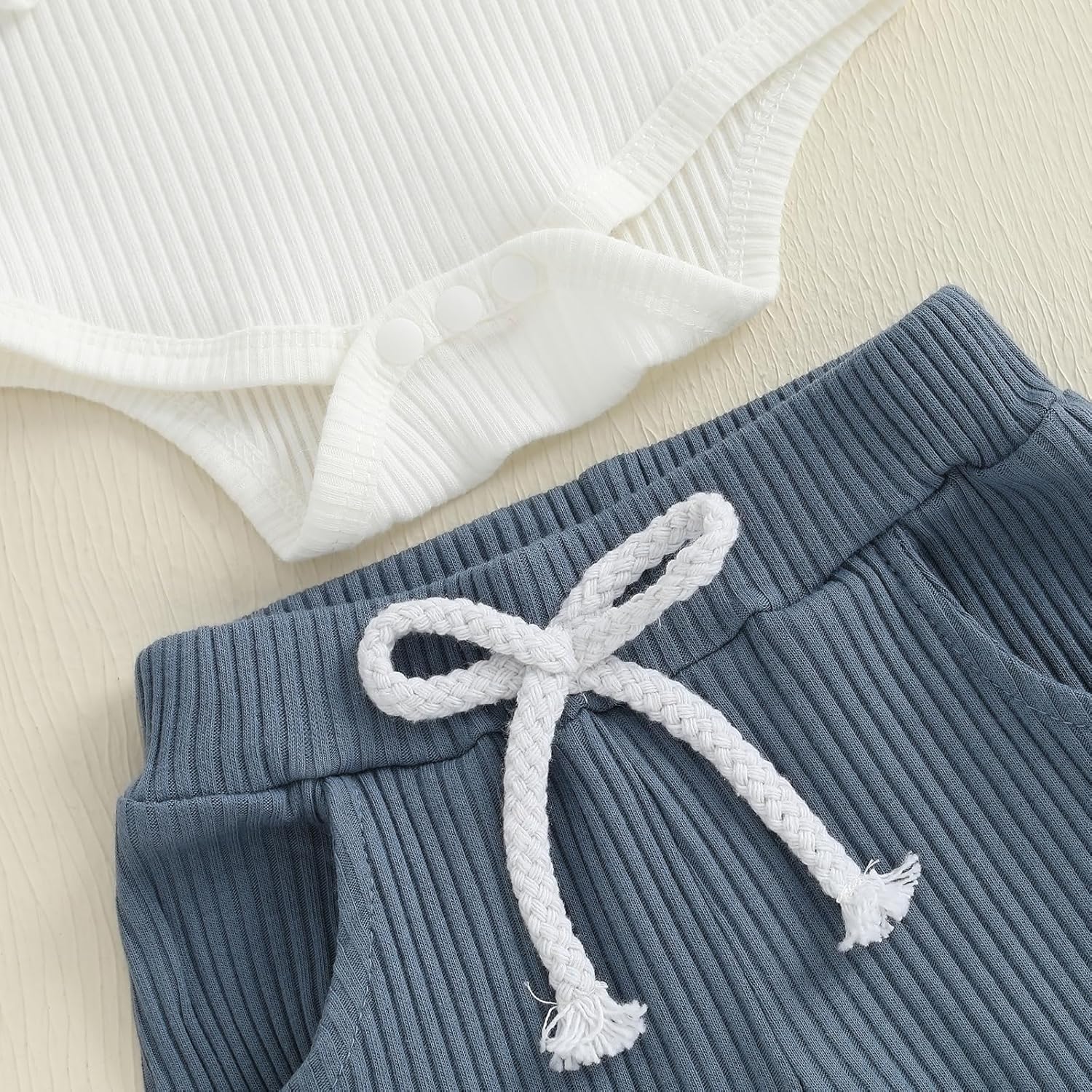 fhutpw Baby Boy Clothes 3 6 12 18 Months Ribbed Knitted Long Sleeve Romper and Pants Sets Newborn Fall Splicing Color Outfits