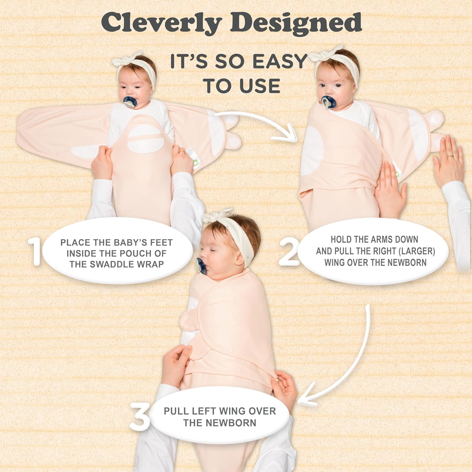 Bublo Baby Swaddles for Newborns – 3-Pack Infant Swaddles 0-3 Months – Adjustable Swaddle Sleep Sack – Soft Organic Cotton Baby Wrap for Safe & Cozy Sleep (Baby Pink-Lavender)