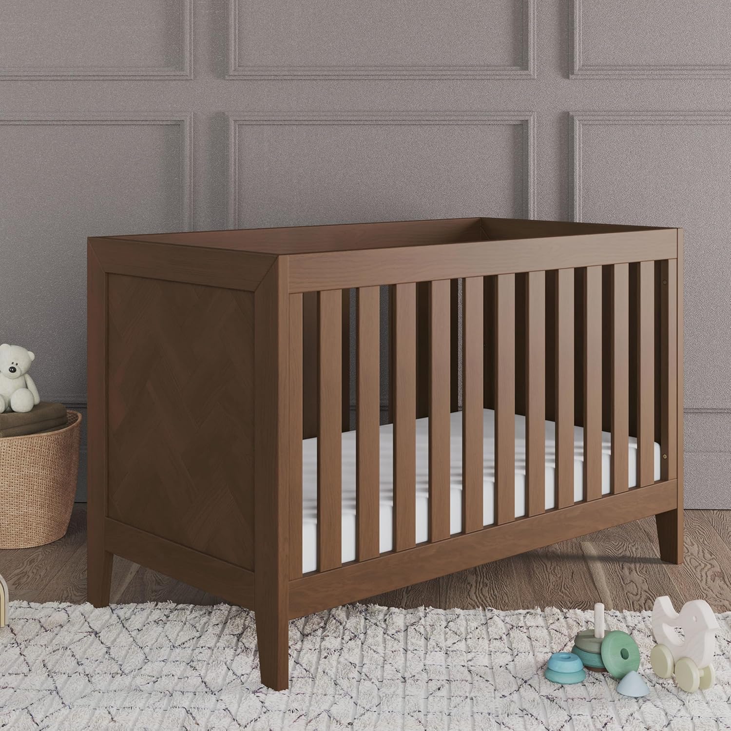 Child Craft Kieran 3 in 1 Convertible Crib, Baby Crib Converts to Day Bed, Toddler Bed, 3 Adjustable Mattress Positions, Non-Toxic, Baby Safe Finish (Toasted Chestnut)