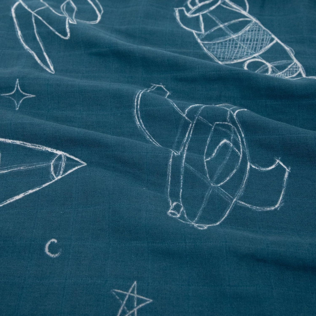 Little Unicorn Standard Pillowcase 2 Pack | Super Soft & Breathable Muslin Fabric | Snug Envelope Closure (Blast Off)