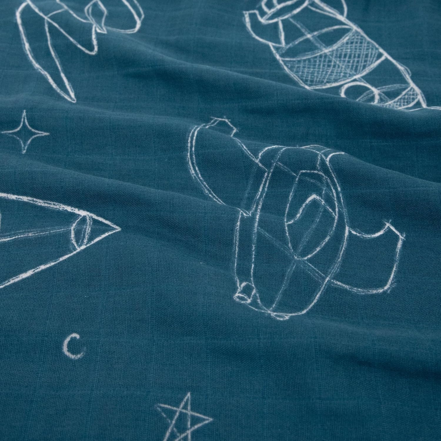 Little Unicorn Standard Pillowcase 2 Pack | Super Soft & Breathable Muslin Fabric | Snug Envelope Closure (Blast Off)