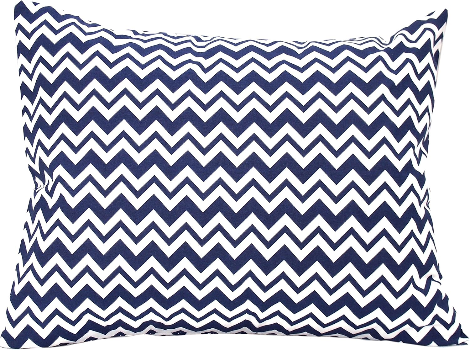 Cotton Toddler Pillowcase 13 x 18 - Baby Travel Pillow Case Cover, Kids Pillowcase, Soft & Breathable Toddler Pillow Protector - Navy Blue Chevron