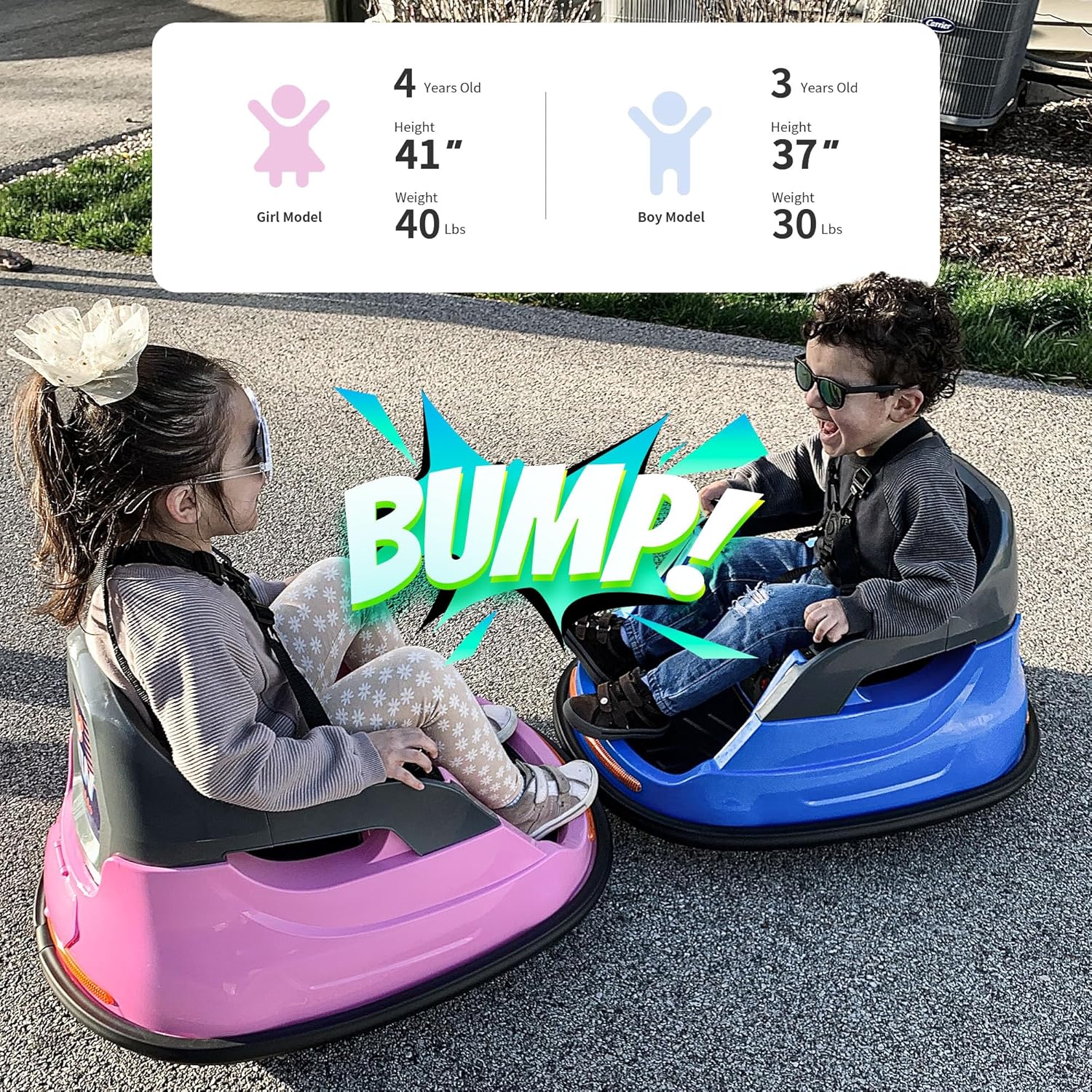 Baby Bumper Car, 6V Electric Kids Bumper Car for Toddlers with Remote Control, Bluetooth - Baby Pink