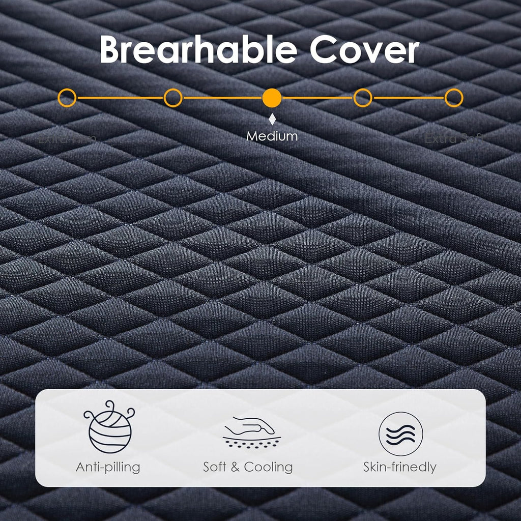 10 Inch Gel-Infused Memory Foam Mattress Queen Size,Medium Soft with Removable Washable Cover Cooling Gel Bed in a Box,CertiPUR-US Certified,60"X80"X10" Navy Blue