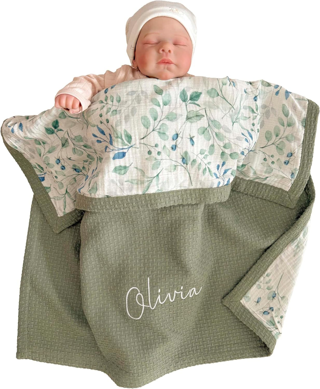 Personalized Baby Blanket with Name – Handmade 100% Organic Cotton Newborn Gift | Custom Knit Blanket for Boys, Girls, Kids & Baby Showers