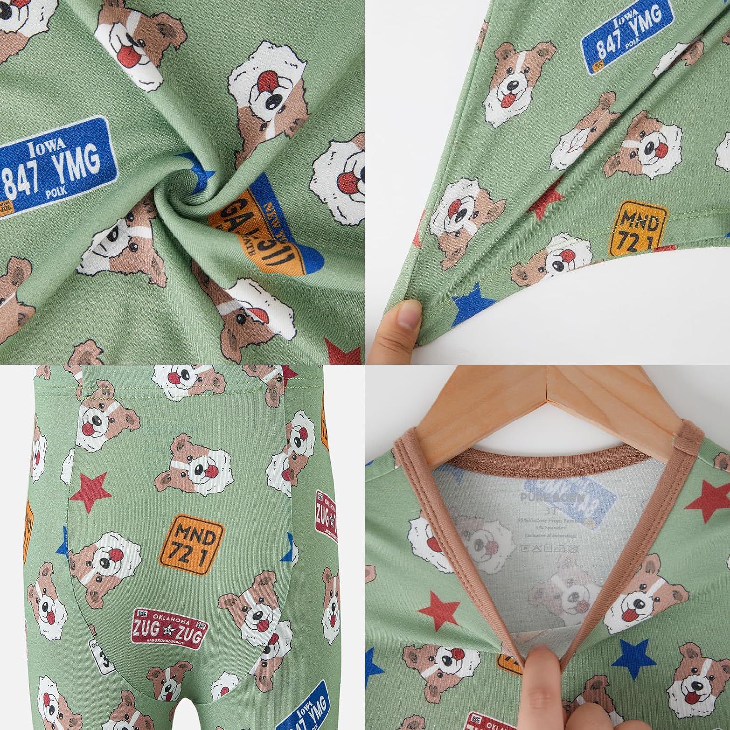 pureborn Baby Toddler Kids Viscose from Bamboo Pajamas Set Pjs 2pcs 18M-8Y