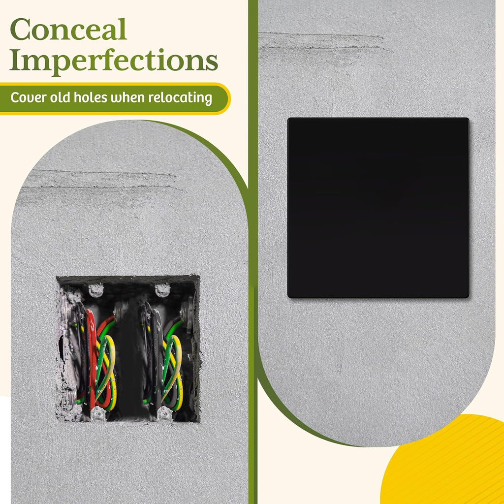 TG Screwless Double Blank Wall Plate, Child Safe Blank Device Outlet Cover, Mid-Size 2-Gang 4.88" H x 4.92" L, Polycarbonate Thermoplastic, UL Listed, SP-MB2-BK, Black (1 Pack)