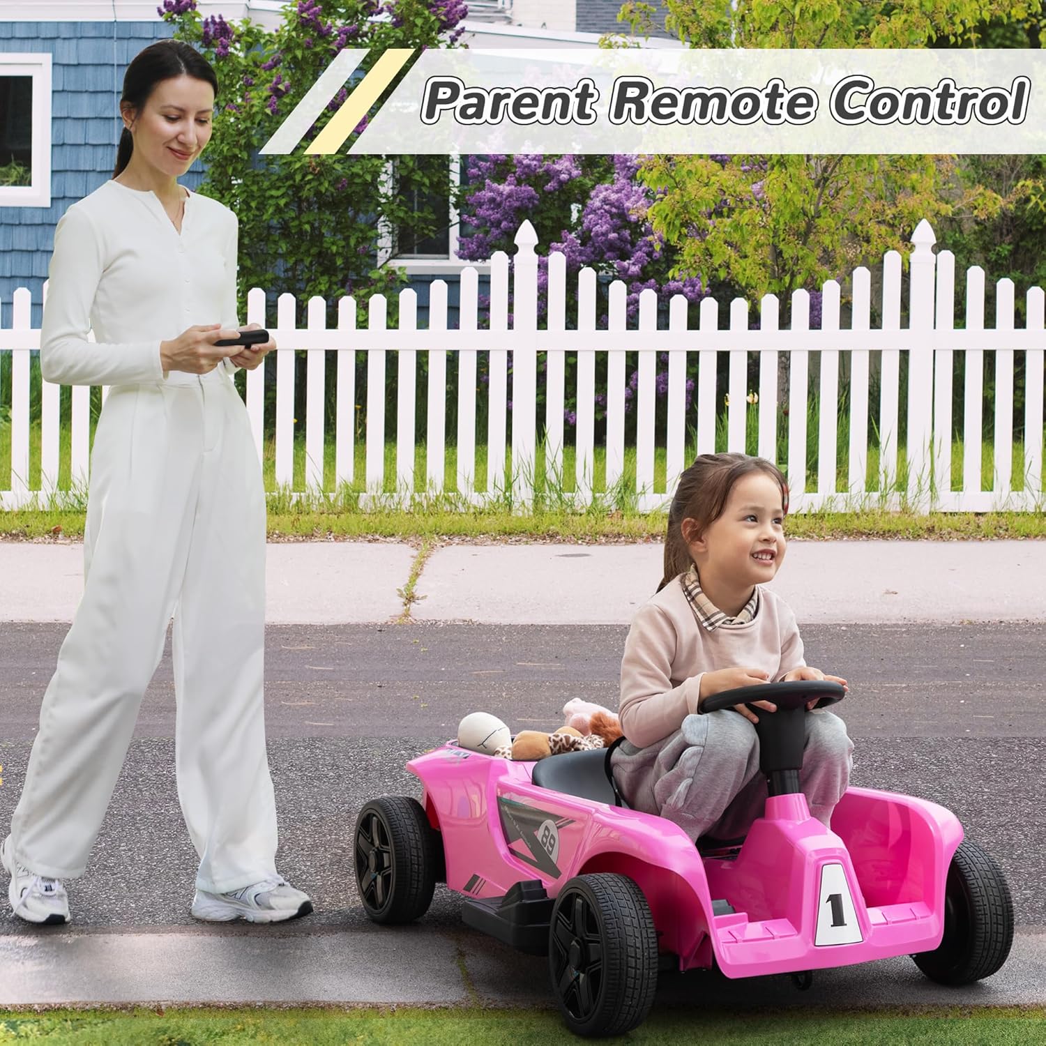 TOBBI 24V 2 Seater Kids Go Kart Ride On Toy Car, Battery Powered Electric Vehicles with Parent Remote/Trunk/Soft Start/Safety Belt/Music/Max Load 198 LBS for Toddlers 3-8 Years