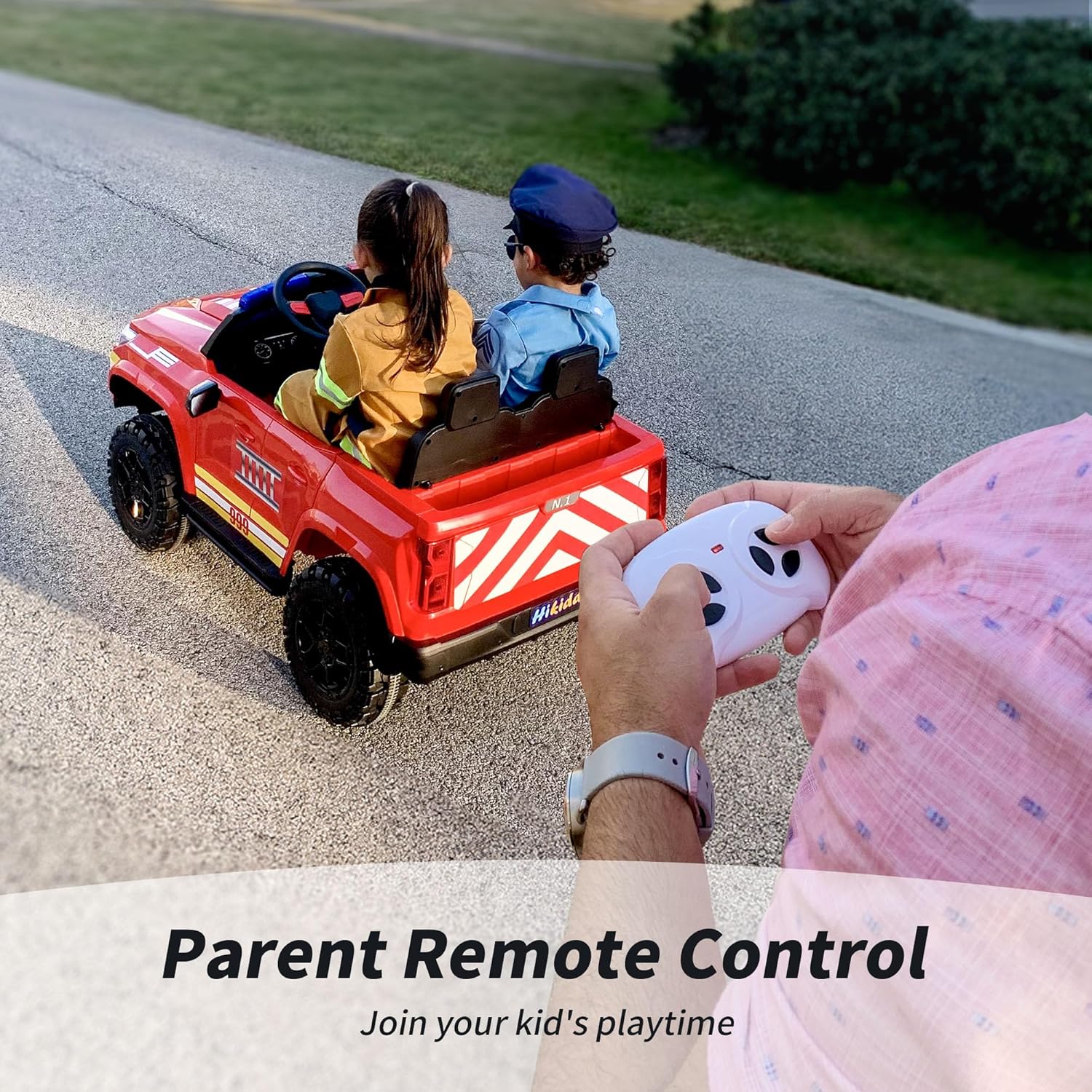 24V 10Ah Electric Police Car Ride on Toy for Big Kids, 4WD 2 Seater Kids Ride on Car SUV w/Remote Control, 4x200W Motors - Red